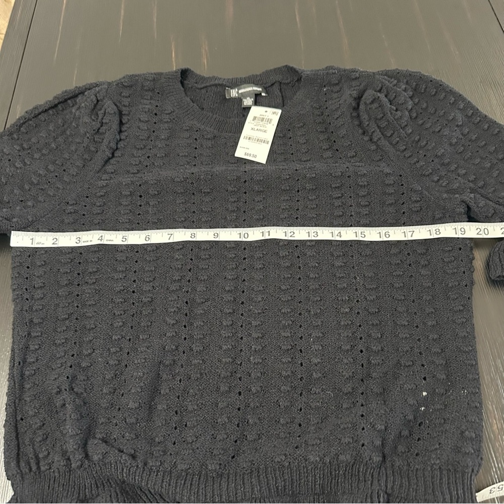 INC Black Blouson-Sleeve Peasant Top XL - Picture 8 of 9